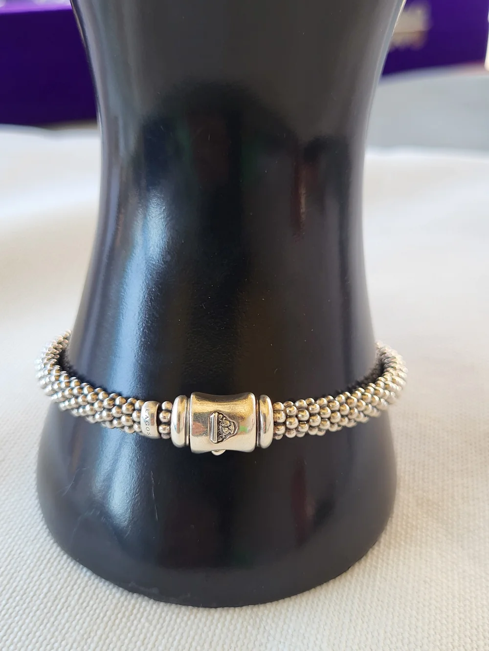 Lagos Luna Sterling Silver Pearl Caviar Bracelet - White Pearl.  #225b1